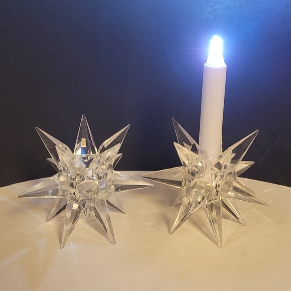 Vintage Mid Century Shannon Crystal by Godinger Starburst Crystal Candle Holders